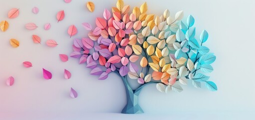 Poster - Colorful Paper Tree Illustration