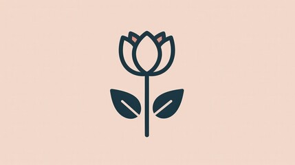 Poster - simple, elegant flower icon with a monochromatic color scheme.