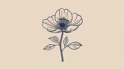 Poster - simple, elegant flower icon with a monochromatic color scheme.