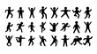 © Ade - Stick Figures Stickman Stick Man People Person Poses Postures Standing Walking Running Fast Speed Set Pictogram Icon Set stock illustrations, and high