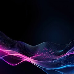 Fototapete - A vibrant abstract wave design with colorful gradients on a dark background, perfect for backgrounds and digital art.