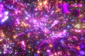 Poster - A vibrant explosion of color with sparkling gems and cosmic lights, creating a mesmerizing visual experience.