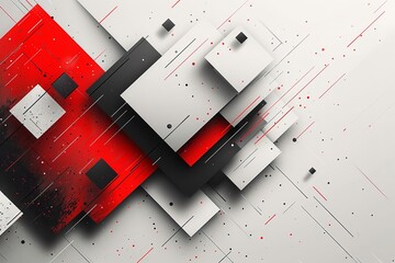 Poster - Create an eye-catching geometric display with red, white, and black. Generative Ai