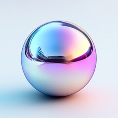 Wall Mural - A reflective metallic sphere showcasing vibrant hues of blue, purple, and pink, ideal for modern design and artistic concepts.