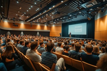 Poster - The Conference Hall is an engaging space for dynamic business presentations, designed to foster interaction, stimulate innovation, and promote knowledge sharing for future success