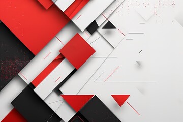 Poster - Create an eye-catching geometric display with red, white, and black. Generative Ai