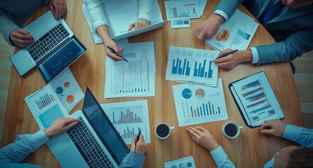 Poster - A Collaborative Business Meeting that focuses on Data Analysis and Strategy Planning to drive effective outcomes and engaging discussions among various professionals in the office environment