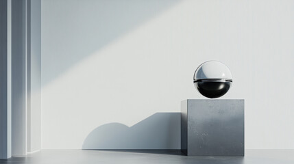 Wall Mural - Mocap of conceptual space exploration gadgets displayed on a sleek modern pedestal