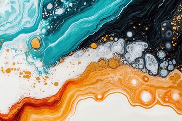 Poster - Abstract fluid art featuring vibrant colors blending with intricate patterns and textures, creating a stunning visual effect.