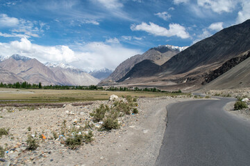 Wall Mural - Nubra Vally in Ladakh, India the scenic view of leh ladakh with free space