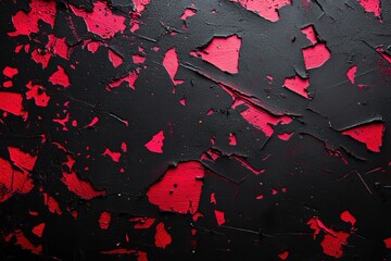 Poster - Abstract surface with red and black color contrasts, showcasing a textured and distressed appearance, perfect for artistic projects.