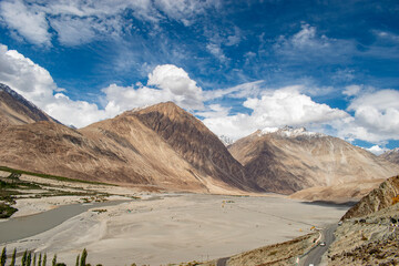 Wall Mural - Nubra Vally in Ladakh, India the scenic view of leh ladakh with free space