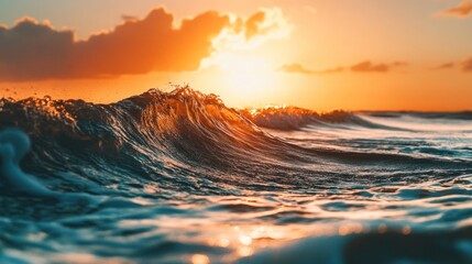 Poster - Ocean Wave Sunset