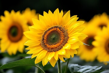 Poster - Sunflowers, glowing under the sun, radiant beauty light up the landscape with their golden hue