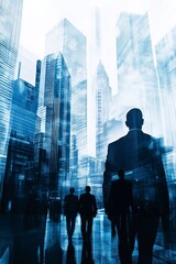 Poster - In a vibrant corporate landscape, modern entrepreneurship thrives in a bustling city filled with skyscrapers, dedicated professionals, and innovative ideas that drive progress and success