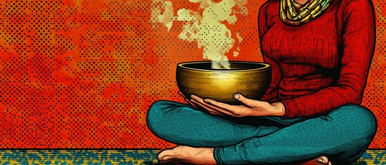 Canvas Print - Singing Bowl Meditation Session Buddhism Religion Spiritual Symbol