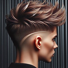 Wall Mural -  Short Hair Undercut Detail Highlighting the sharp lines and int