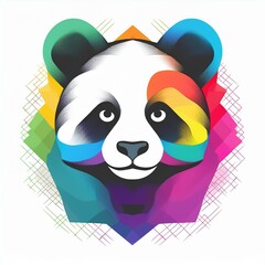 logo tête de panda en couleur dessin ia art pop