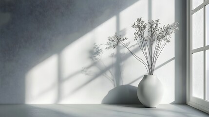 Canvas Print - Soft,Elegant Window Light Falling on Minimalist Product Display Background