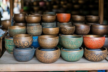 Poster - Singing Bowl Market Display Buddhism Religion Spiritual Symbol