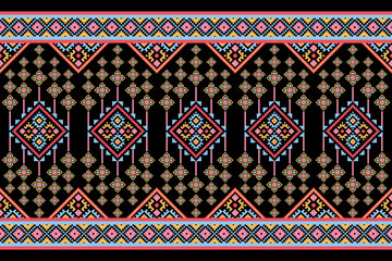 Wall Mural - Cross stitch pattern concept showcasing traditional ethnic geometric pattern, Design for textile, background,carpet,wallpaper,clothing,wrapping,Batik,fabric,Vector illustration	
