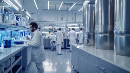 Poster - A group of scientists are working in a lab
