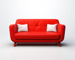 © seanzheng - generated illustration of 3d red sofa with white pillows against white background