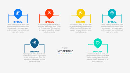 Wall Mural - Business  infographics design for Six Step, option, parts or process. Infographic 6 element design template for presentation.  process diagram, step banner, flow chart, 6 option template.