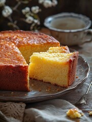 Canvas Print - Piece of cake on plate with fork