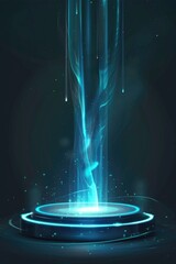 Fantastical glowing blue and green portal with sparkles and energy stream, set against dark grey background. Ideal for digital art, magic, sci-fi, games, fantasy themes.