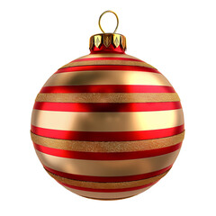 Wall Mural - red gold Christmas ball with ribbon and a bow, isolated on background. Generative AI