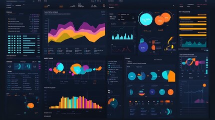 Sticker - A Data Visualization Interface Displaying Charts, Graphs, and Metrics