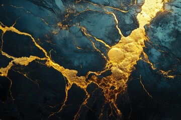 Wall Mural - Gold and Black Marble Surface Close Up