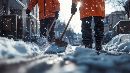 Municipal Workers Clearing Snow From City Street