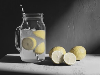 Canvas Print - Lemonade pitcher with lemons