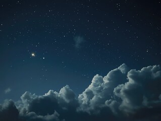 Poster - Night Sky with Stars and Clouds