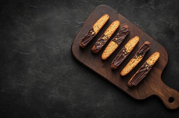 Sticker - Chocolate Dipped Biscotti on a Wooden Cutting Board