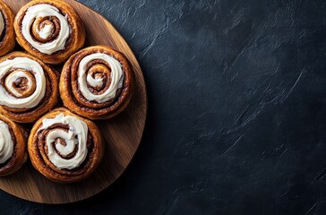 Poster - Cinnamon Rolls on Wooden Board