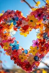 Poster - Plastic flower heart on tree