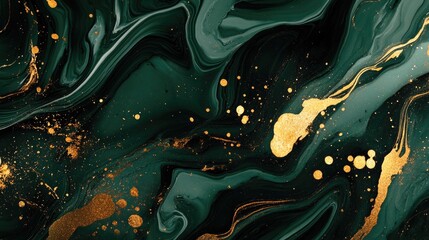 Canvas Print - Close-up of green and gold marble