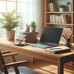 office desk with laptop