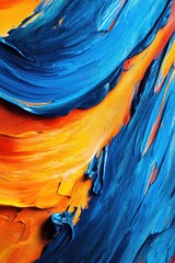 Canvas Print - Close-up of an orange and blue painting