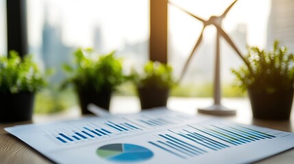 Poster - A close-up of a sustainable insurance policy document highlighting coverage for renewable energy projects.