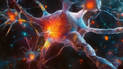 Poster - A Colorful Neuron in a Starry Night Sky