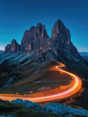 Canvas Print - Mountain Road Night Exposure