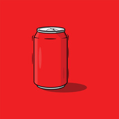 A red soda can of  on a red background