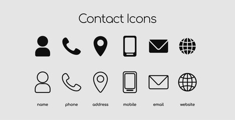 essential contact icon set in vector file