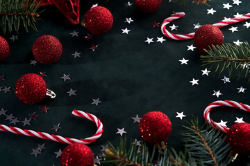 Wall Mural - abstract new year and christmas dark background with place for your text.