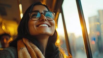 Canvas Print - Woman on bus