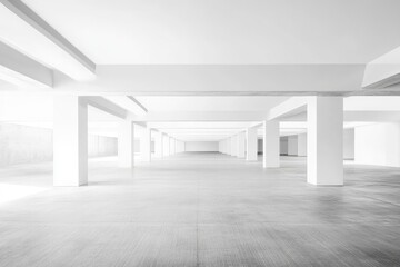 Wall Mural - Empty White Concrete Parking Garage Interior